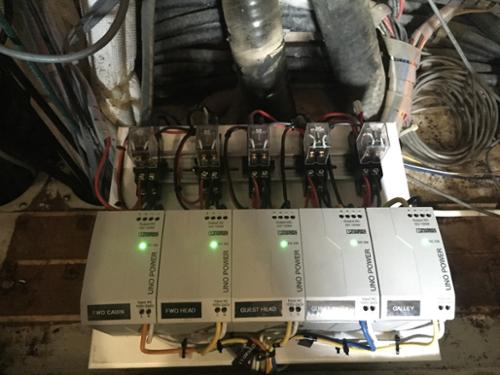 We replaced an existing bank of failing lighting transformers with these compact switching units. 